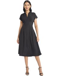 Maggy London - Collared V-neck Cap Sleeve Midi Fitted Waist And Flared A-line Silhouette-wedding Guest Dress - Lyst