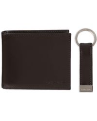 Calvin Klein Smooth Shine Leather Bifold Id Wallet in Black for Men - Lyst