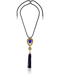 Ben-Amun - St. Tropez Adjustable Tassel Turquoise Gold Pendant Necklace - Lyst