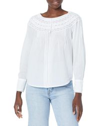 Rebecca Taylor - Long Sleeve Cotton Blouse With Lace - Lyst