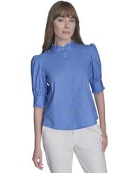 Tommy Hilfiger - Suits Button Front Shirt With Ruffle Neck - Lyst