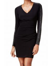 Guess - Long Jersey Dress With Studded Sleeve And Ruched Waist - Lyst