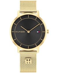 Tommy Hilfiger - Zeiger-Quarzwerk-Uhr für mit Goldfarben Edelstahl-Mesh-Gliederarmband - Lyst