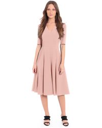 Donna Morgan - Stretch Crepe V-neck Fit And Flare Dress - Lyst