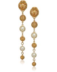 Ben-Amun - 24k Gold Plated Made In New York Chunky Arabic Filigree Ball And Pearl Vintage Statement Dangle Earrings Necklace Bracelet - Lyst