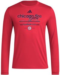 adidas - S Chicago Fire Fc Pre-game Long Sleeve Soccer T-shirt,team Power Red/chicago Fire,small - Lyst