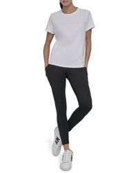 DKNY - Basic Logo Crew Neck Rhinestone Stripe Casual Tee - Lyst