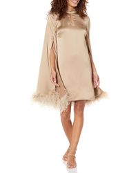 Trina Turk - Cape Sleeve Dress With Feathers - Lyst