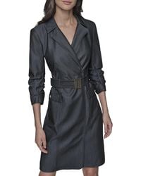 Karl Lagerfeld - Paris Collared Belted Long Sleeve Midi Dress - Lyst