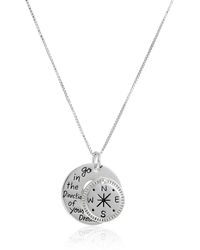 Amazon Essentials - Sterling Silver "go In The Direction Of Your Dreams" With Compass Pendant Necklace - Lyst