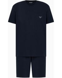 Emporio Armani - Mega Logo Soft Cotton Pajama Short And Tee Set - Lyst