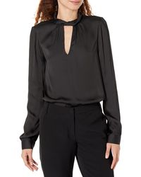 PAIGE - Womens Ceres Top Long Sleeve Twisted Collar Buttery Soft In Black Blouse - Lyst