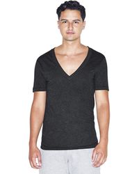 American Apparel Tri-blend Deep V-neck Short Sleeve T-shirt - Black