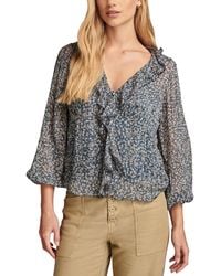 Lucky Brand - Floral Ruffle Collar Top - Lyst