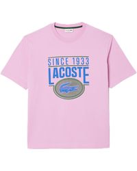 Lacoste - Short Sleeve Loose Fit Front Large Croc Graphic Tee Shirt - Lyst