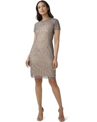 Adrianna Papell - Short Beaded Cocktail Dress - Lyst