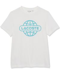 Lacoste - Short Sleeve Globe Graphic T-shirt - Lyst