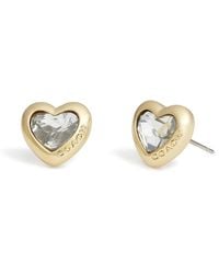 COACH - Stone Heart Stud Earrings - Lyst
