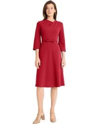 Maggy London - Line Midi Dress - Asymmetrical Neckline - 3/4 Bell Sleeves - Bow Belt - Versatile Work - Lyst