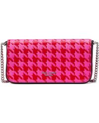 Kate Spade - Devin Houndstooth Embossed Saffiano Leather Flap Chain Wallet - Lyst