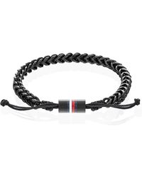 Tommy Hilfiger - Black Ion -plated Adjustable Rope Bracelet | Metal And Braided Fusion| Classic Comfort | An Ultimate Wardrobe Enhancement - Lyst