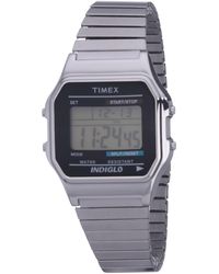 Timex - T78582 Classic Digital Silver-tone Extra-long Stainless Steel Expansion Band Watch - Lyst