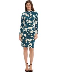 Maggy London - Long Sleeve Side Neck Drape Midi Dress - Lyst