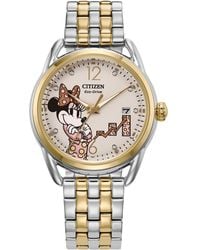 Citizen - Ladies Eco-drive Disney Minnie Empowered Two Tone Stainless Steel Watch With Crystal Accents - Lyst