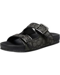 COACH - Signature And Leather Buckle Strap Sandal - Lyst