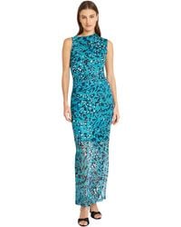 Donna Morgan - Side Pleat Maxi Dress With Gathered Neck And Asymmetric Shoulders - Lyst