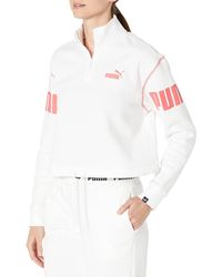 PUMA Essentials Half Zip Sweatshirt in White | Lyst