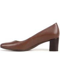 Naturalizer - S Karina Low Block Heel Square Toe Pump Cappuccino Brown Leather 6.5 W - Lyst