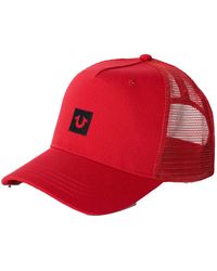True Religion Box Logo Trucker Hat - Red