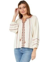 Lucky Brand - Long Sleeve Embroidered Peasant Blouse - Lyst