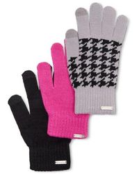 Steve Madden - Three Piece Magic Glove Set - Fushcia, Black & Grey Herringbone - Lyst