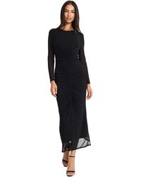 Donna Morgan - Ruched Maxi Long Sleeve Formal Gown With Side Slit-elegant Evening Dress - Lyst