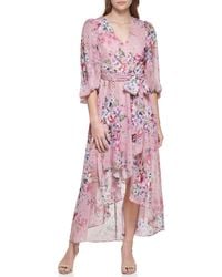 Eliza J - 3/4 Balloon Sleeve V-neck Hi-lo Maxi Dress - Lyst
