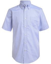 Izod Uniform Young S Short Sleeve Button-down Oxford Shirt - Blue