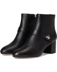 Kate Spade - Spade Flower Smooth Leather Heeled Ankle Bootie School Uniform Shoe - Lyst