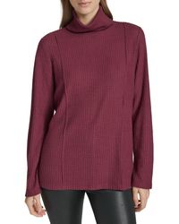 Andrew Marc - Tunic Turtleneck Brushed Waffle Shirt - Lyst
