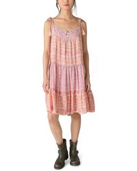 Lucky Brand - Mixed Print Tie Sleeve Tiered Dress - Lyst