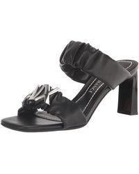 Emporio Armani - A | X Armani Exchange Dalia Ruched High Heel Logo Sandals Heeled - Lyst