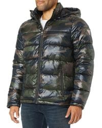 Guess - Mid-weight Puffer Jacket With Removable Hood Down Alternative Coat - Lyst