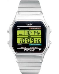 Timex - T78582 Classic Digital Silver-tone Extra-long Stainless Steel Expansion Band Watch - Lyst