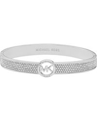 Michael Kors Silver-tone Brass Bangle Bracelet - White