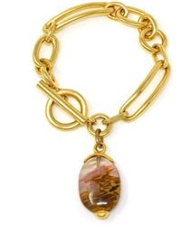 Ben-Amun - Ben-amun Bohemian Chain Link 24k Gold Plated Bracelet With Colorful Stone - Lyst
