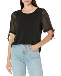 Adrianna Papell - Clip Dot Tie Sleeve Solid Top - Lyst