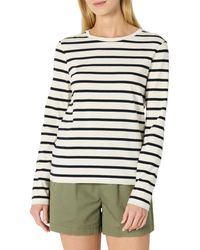 Amazon Essentials - T-shirt Col Rond à ches Longues Coupe Classique 100% Coton - Lyst