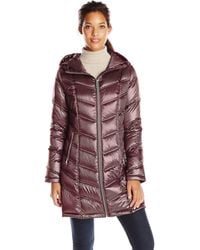 calvin klein long packable down jacket