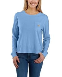 Carhartt - Plus Size Loose Fit Lightweight Long-sleeve Crewneck Pocket T-shirt - Lyst